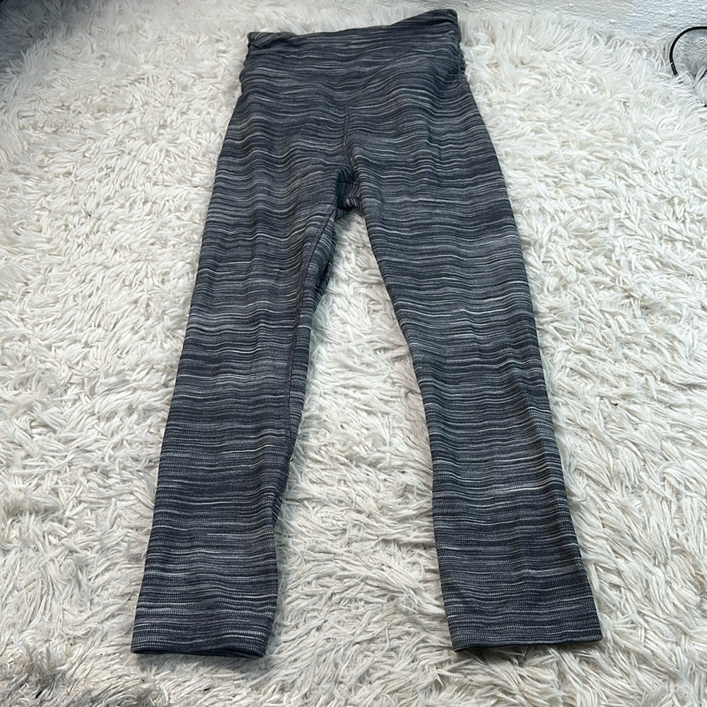 Lululemon Align Crop 21" *Cross Waist Mini Space Dye Herringbone Heathered Black